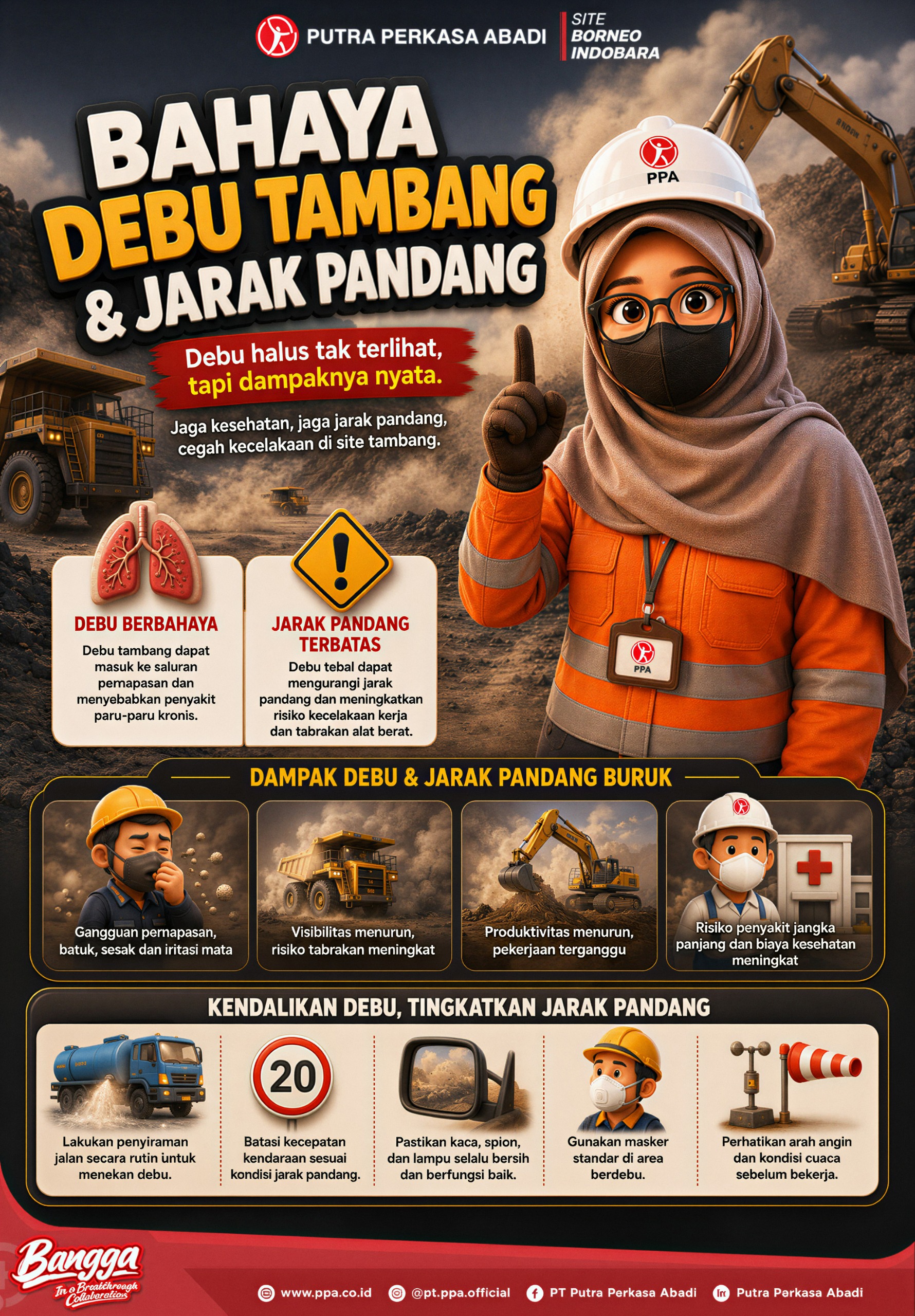 Waspada Bahaya Debu Tambang dan Jarak Pandang Terbatas di Area Kerja
